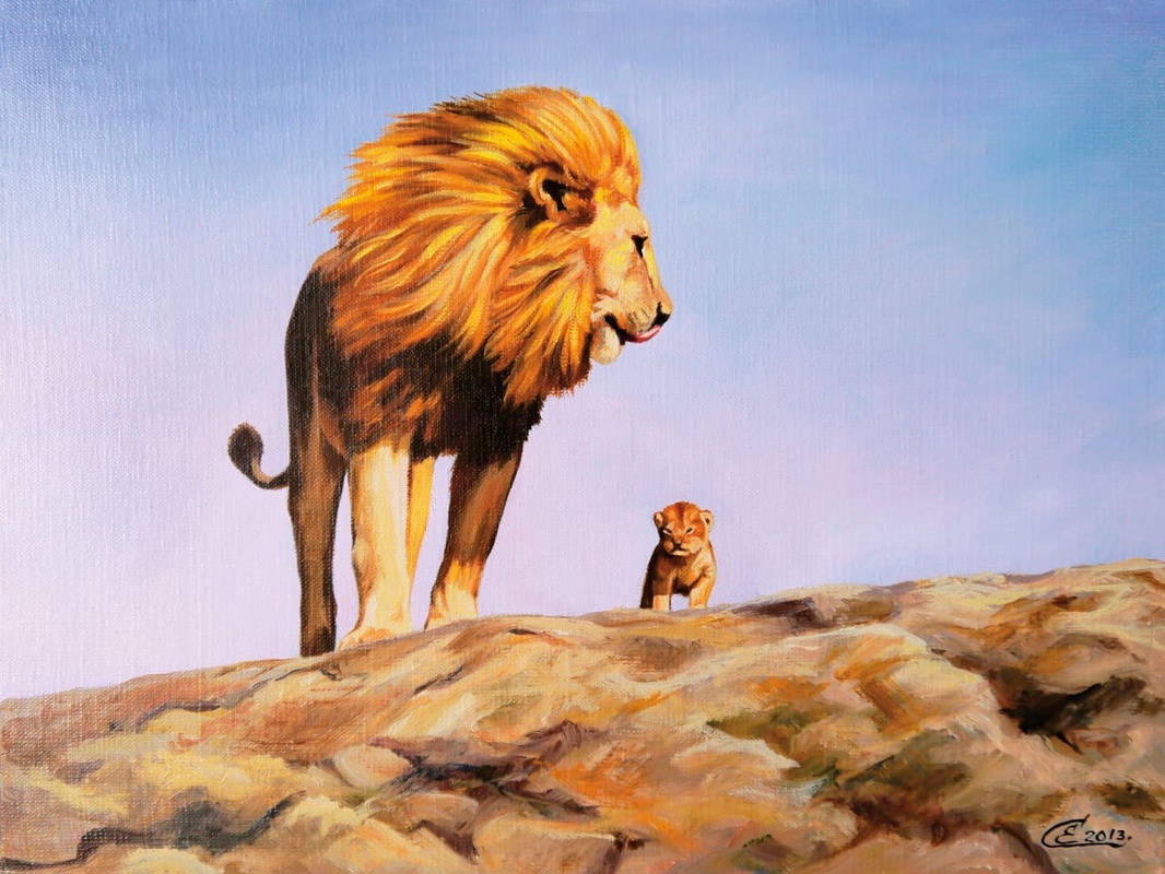 Фотообои на стену - живопись, лев