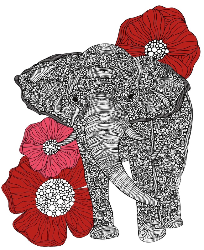 Фотообои на стену - графика, слон, черные, красные