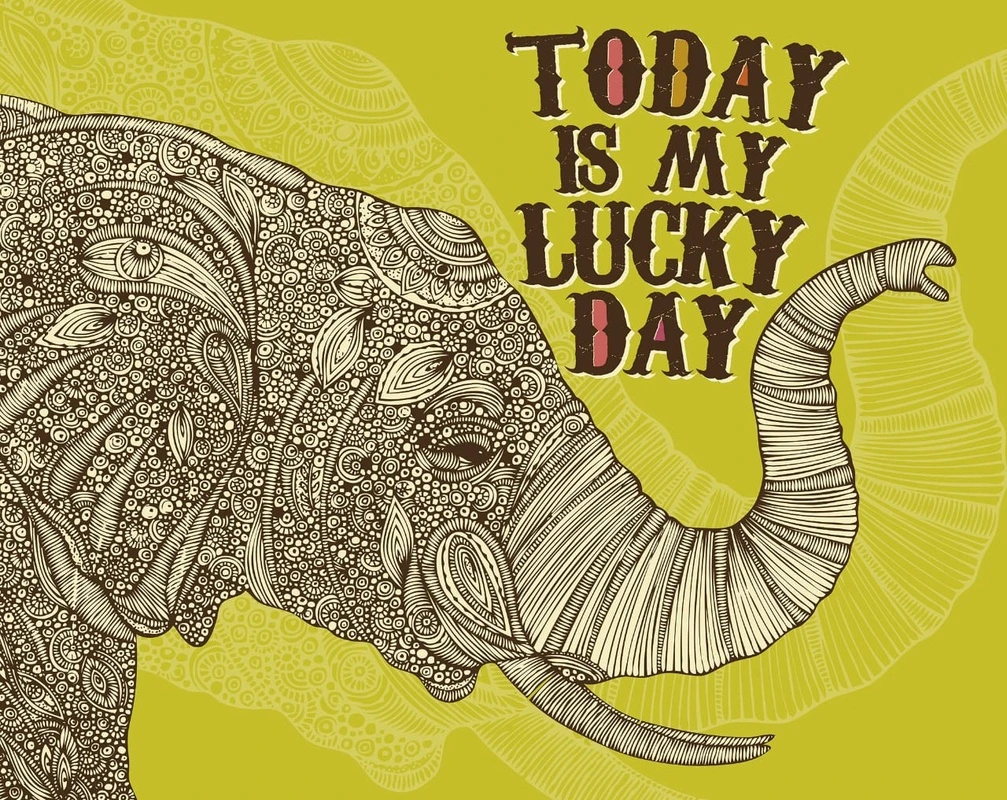 Фотообои и фрески на стену - графика, слон, черные, горчичные, зеленые