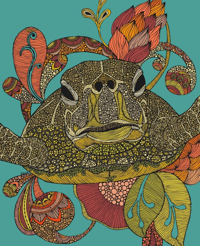 Фотообои на стену - графика, черепаха, бирюзовая