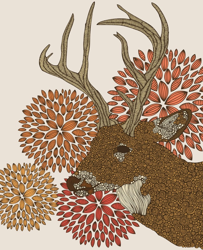 Фотообои и фрески на стену - графика, олень, коричневая