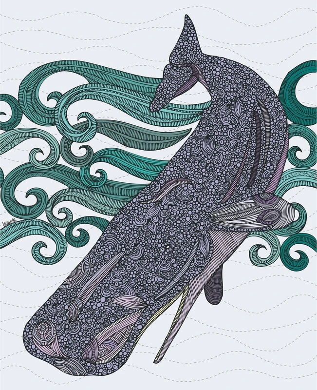 Фотообои и фрески на стену - графика, кит, серая