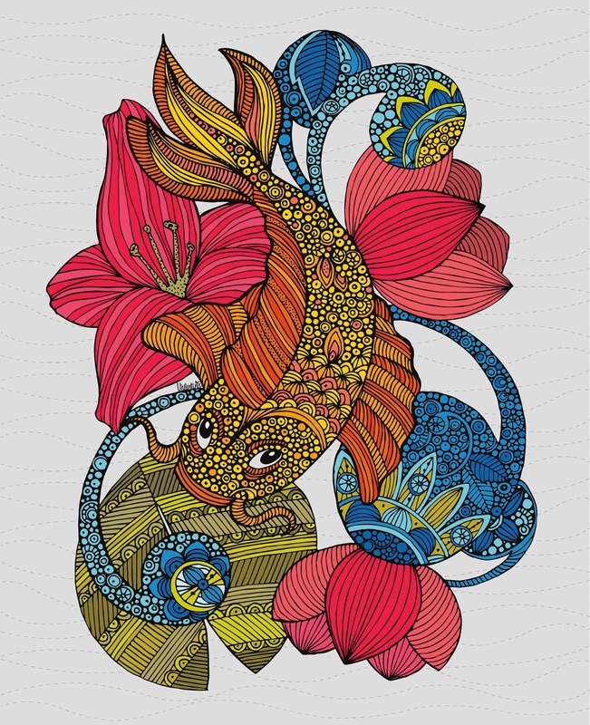 Фотообои и фрески на стену - графика, рыба, сом, золотая