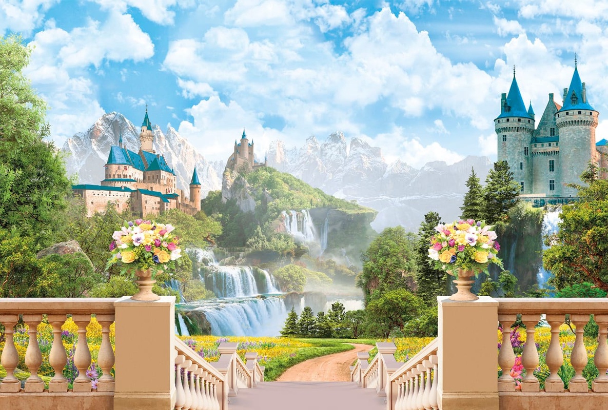 Фотообои и фрески на стену - пейзаж, терраса, замок