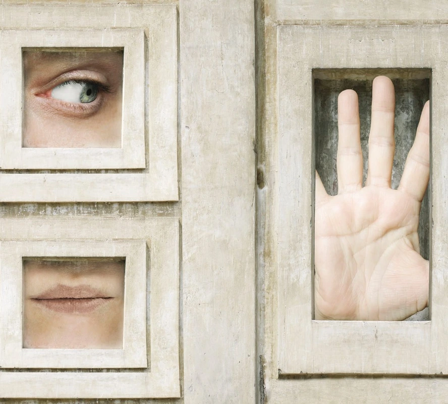 Фотообои и фрески на стену - абстракция, рука, глаз