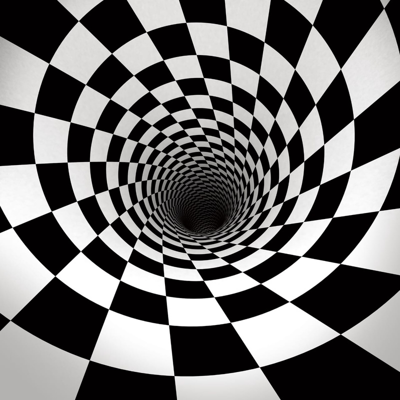 Фотообои и фрески на стену - абстракция, черно-белые, иллюзия, клетчатые