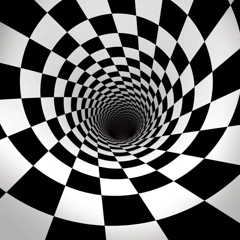 Фотообои и фрески на стену - абстракция, черно-белые, иллюзия, клетчатые