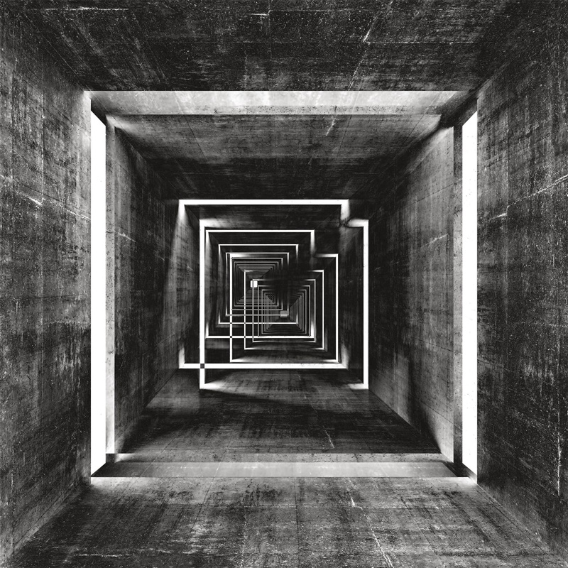 Фотообои и фрески на стену - абстракция, черно-белые, коридор, иллюзия