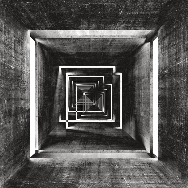 Фотообои и фрески на стену - абстракция, черно-белые, коридор, иллюзия