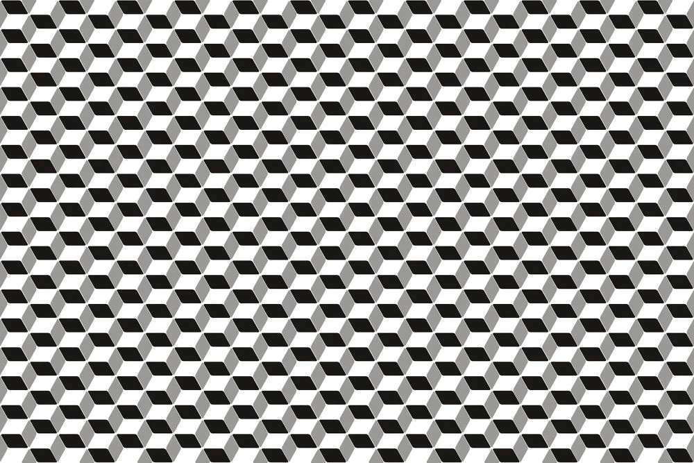 Фотообои и фрески на стену - абстракция, черно-белые, узор, иллюзия куба