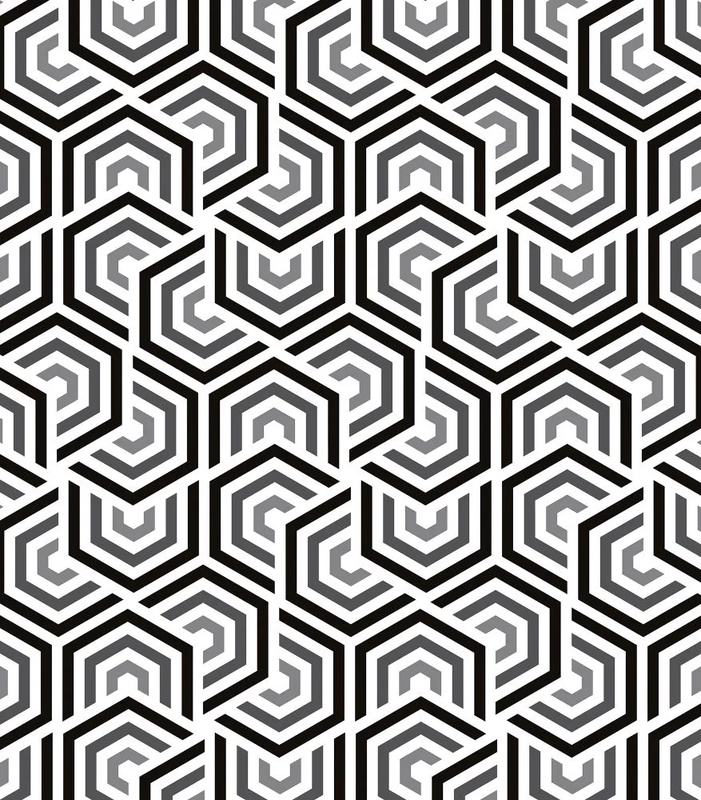 Фотообои и фрески на стену - абстракция, черно-белые, узор, пятиугольники