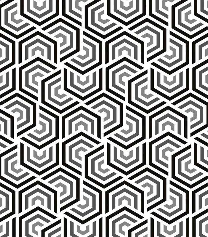 Фотообои на стену - абстракция, черно-белые, узор, пятиугольники