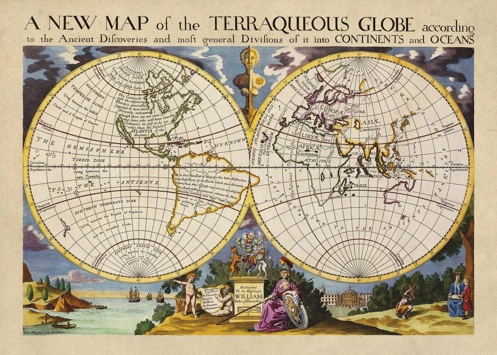 Фотообои и фрески на стену - в офис, в кабинет, карта старинная