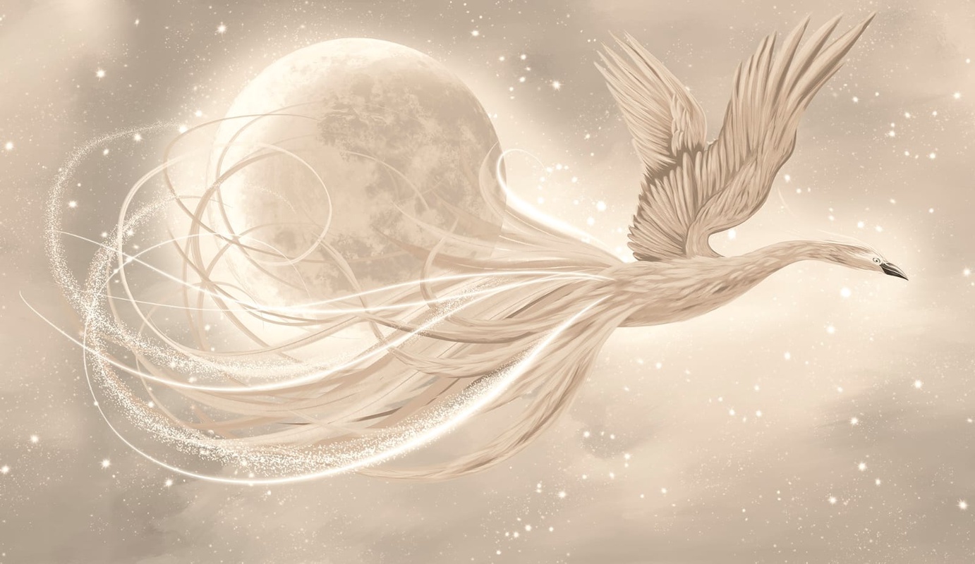 Фотообои на стену - в детскую комнату, жар птица, бежевые