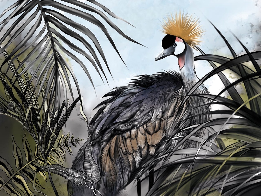 Фотообои на стену - живопись, птица, серая