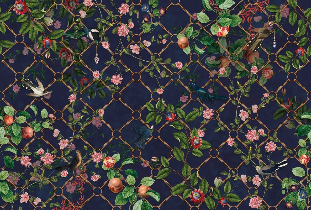 Фотообои на стену - в загородный дом, сад, на черном фоне