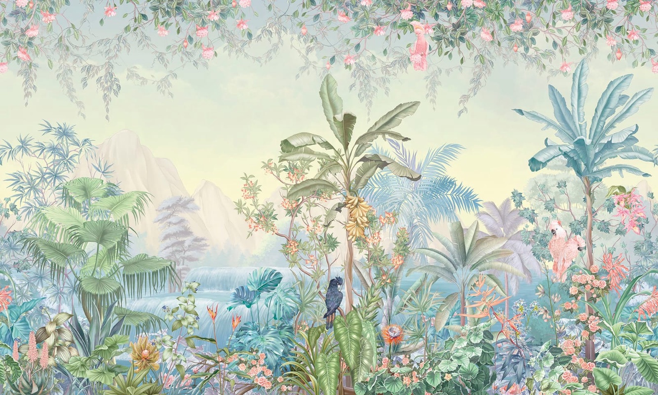 Фотообои и фрески на стену - в детскую комнату, в загородный дом, тропики, пальмы, цветы