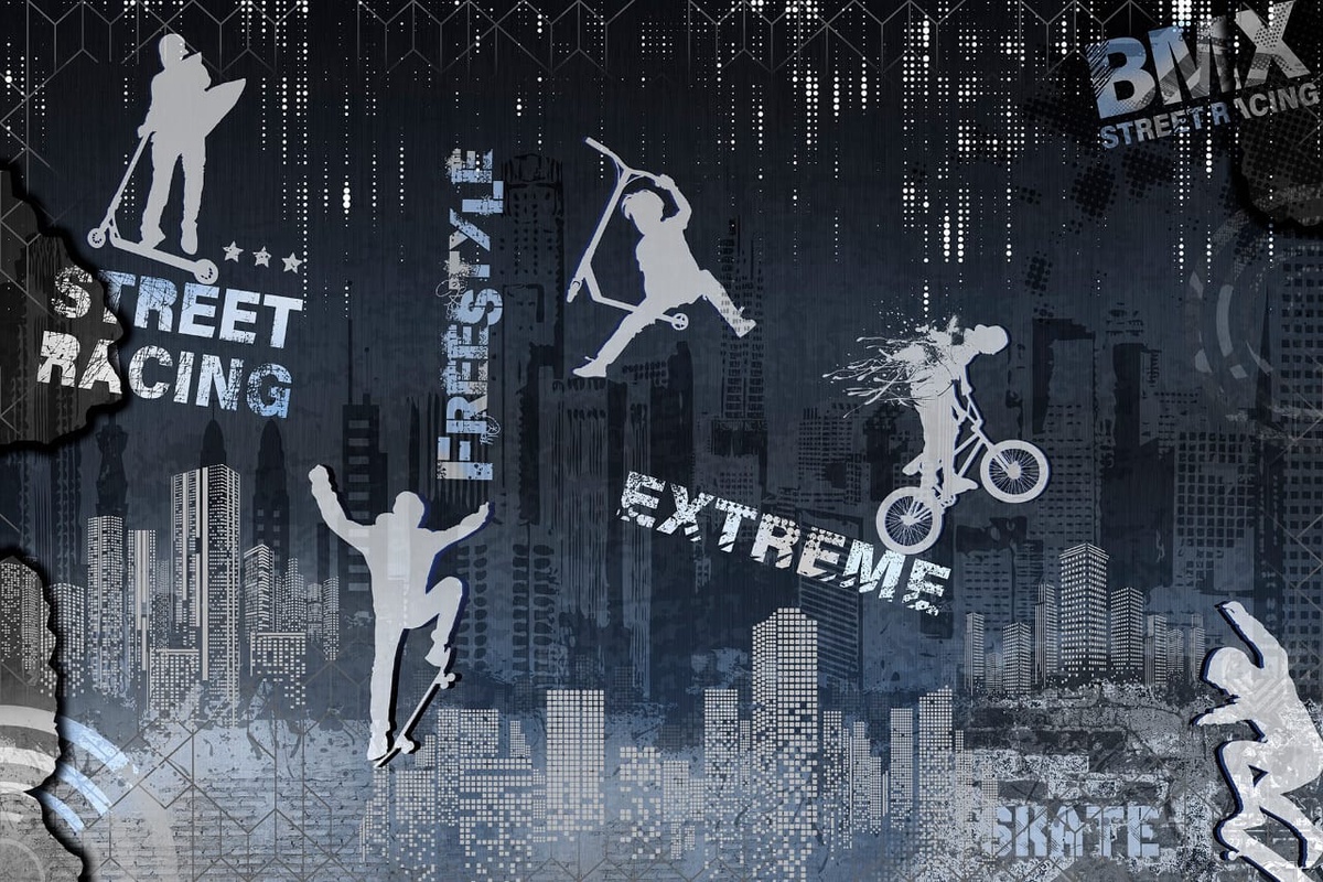 Фотообои и фрески на стену - молодежные, спорт, на темном фоне, на темно синем фоне