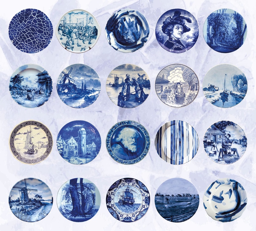 Фотообои на стену - гжель, синие