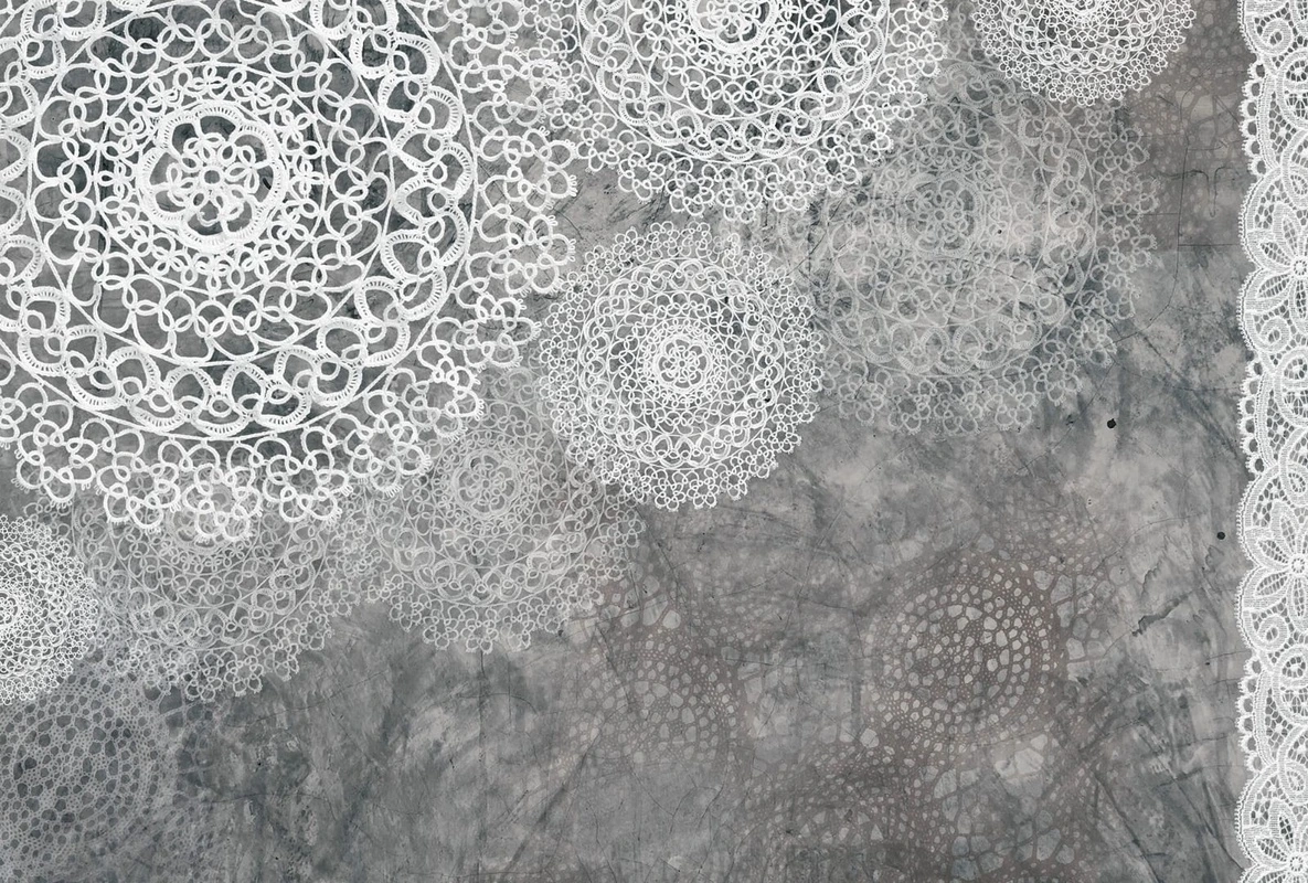 Фотообои на стену - кружево, черно-белые, кружева
