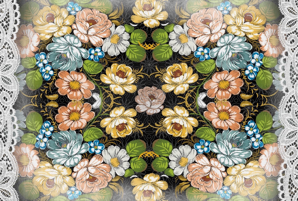 Фотообои на стену - роспись, городецкая