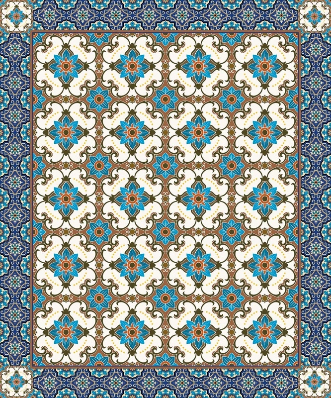 Фотообои и фрески на стену - арабески, узор, ковер, сине-коричневая