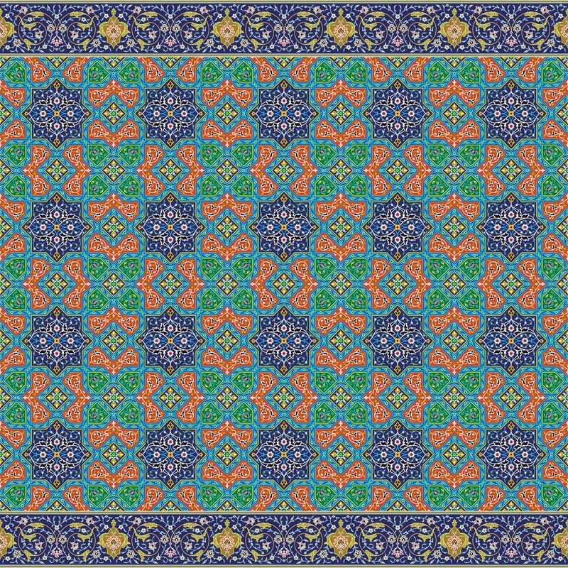 Фотообои на стену - арабески, ковер, узор, сине-розовая