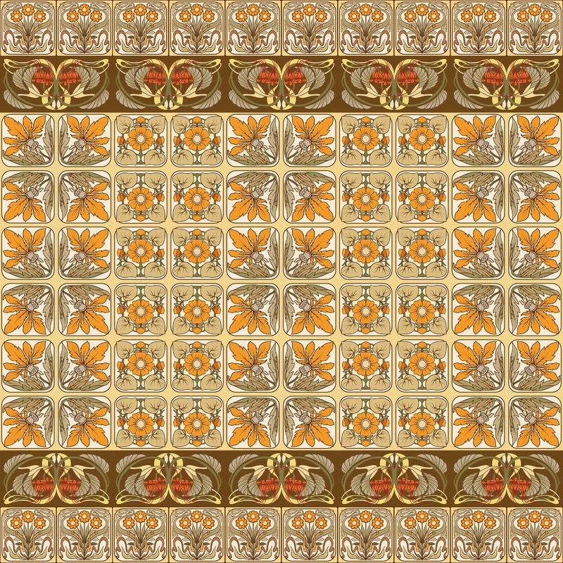 Фотообои и фрески на стену - арабески, ковер, узор, бежево-оранжевая