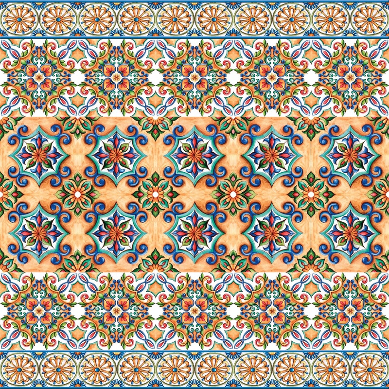 Фотообои и фрески на стену - арабески, ковер, узор, желто-бежевая