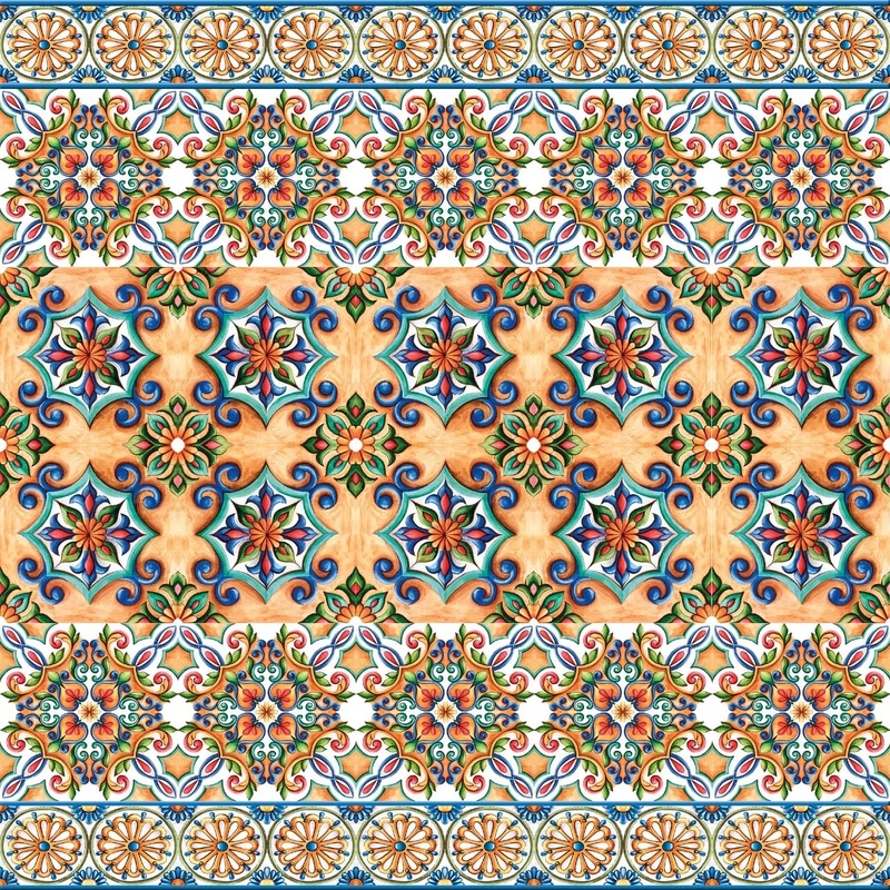 Фотообои и фрески на стену - арабески, ковер, узор, желто-бежевая