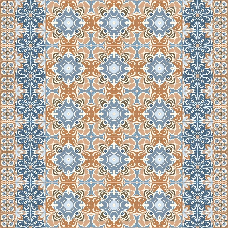 Фотообои и фрески на стену - арабески, ковер, узор, бежево-голубая