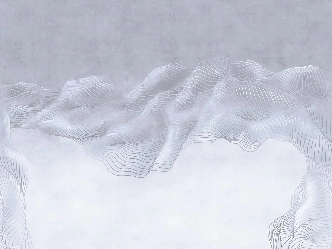 Фотообои на стену - графика, серебряные линии, серая, с градиентом