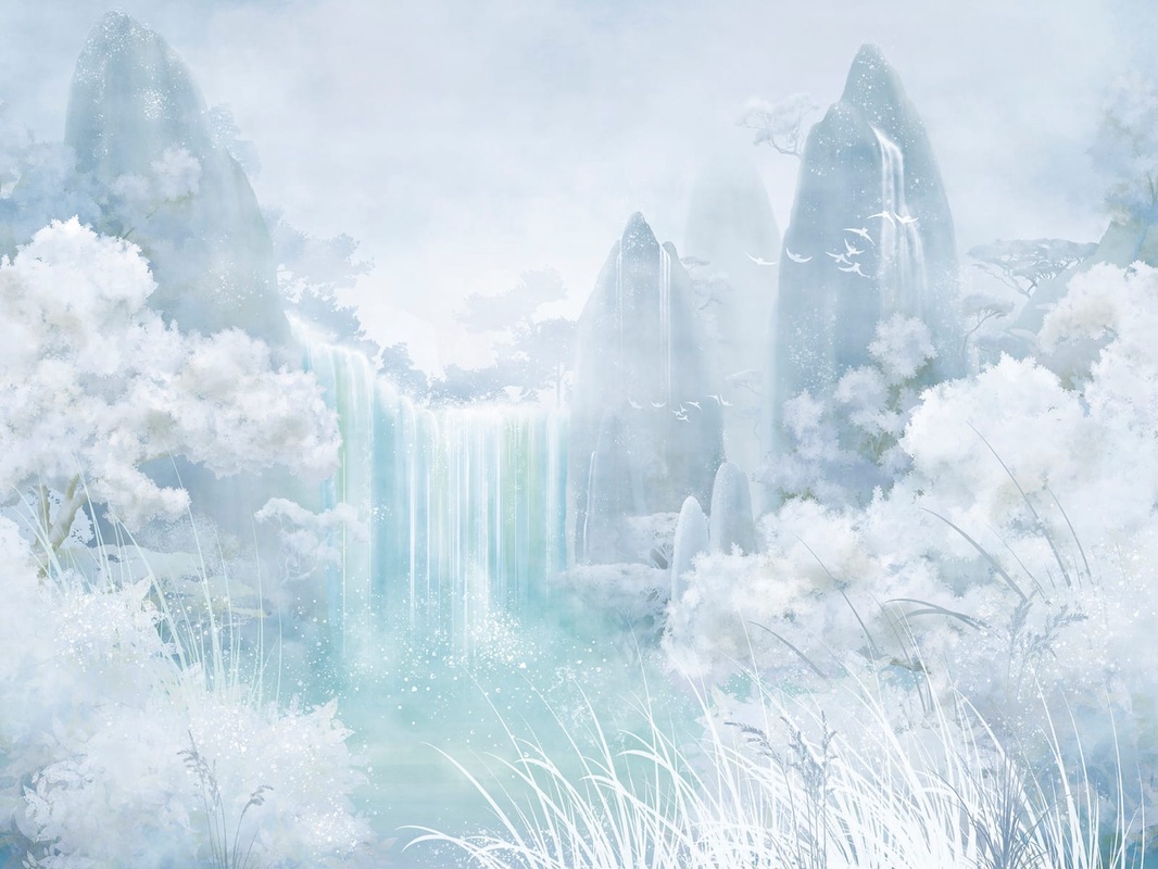 Фотообои на стену - абстракция, пейзаж, светло голубая