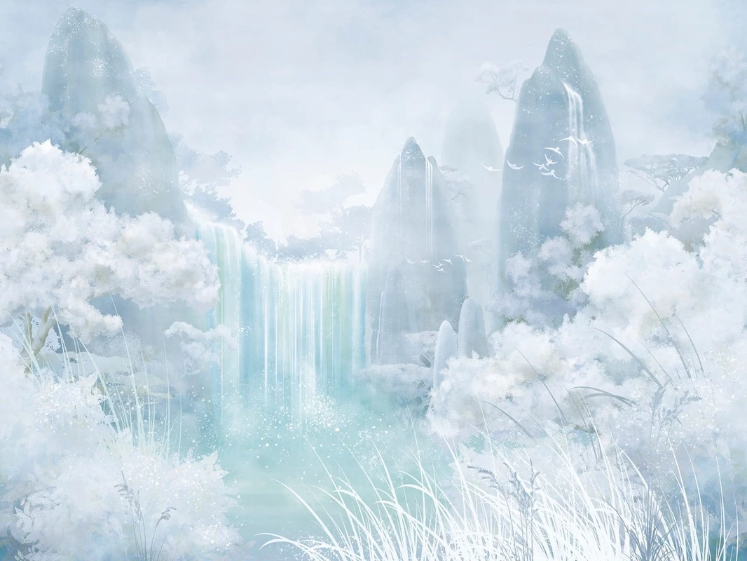 Фотообои и фрески на стену - абстракция, пейзаж, светло голубая