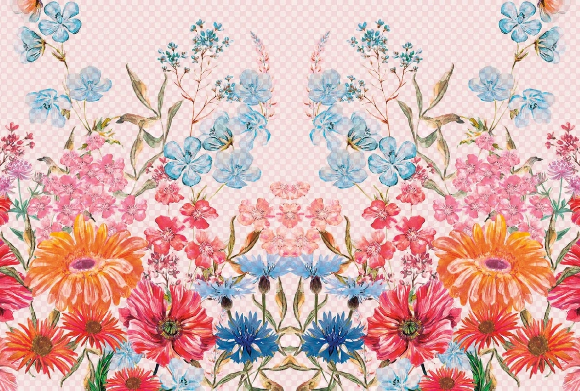 Фотообои и фрески на стену - цветы, оранжевые, на розовом фоне