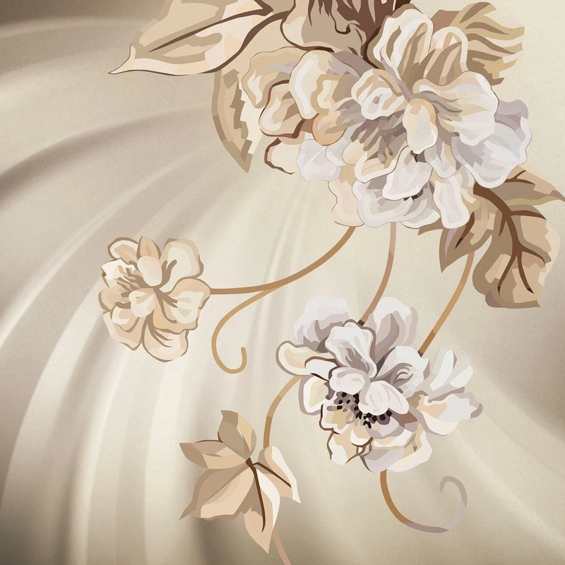 Фотообои на стену - цветы, бежевые, свисающие