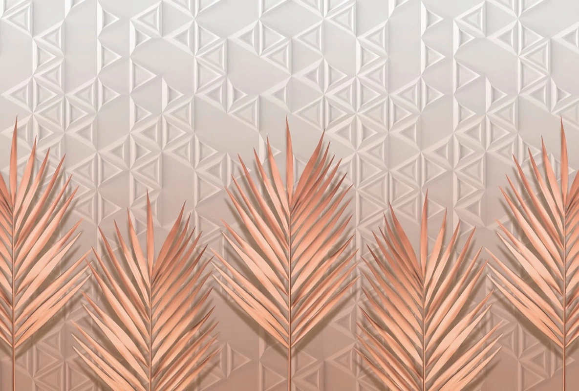 Фотообои и фрески на стену - геометрия, листья, оранжевые