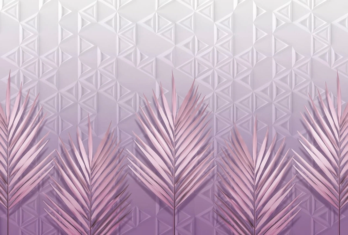 Фотообои и фрески на стену - геометрия, листья, сиреневые