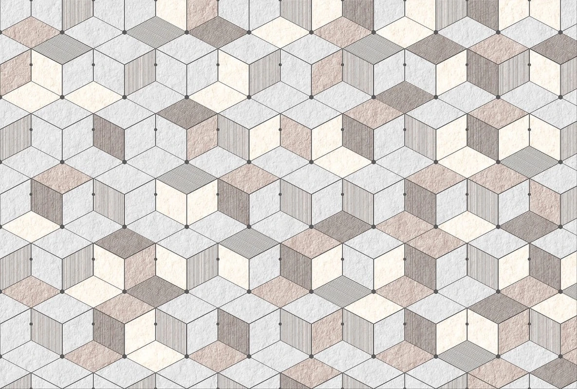 Фотообои и фрески на стену - геометрия, кубики, серые, серо-бежевые