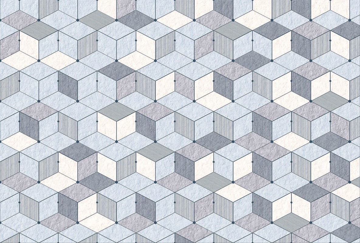 Фотообои и фрески на стену - геометрия, кубики, голубые