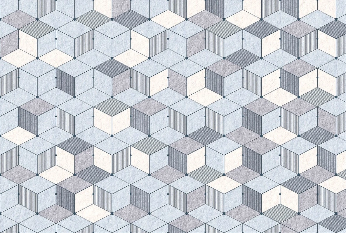 Фотообои на стену - геометрия, кубики, голубые