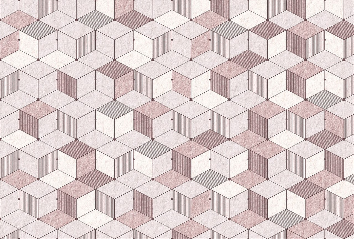 Фотообои на стену - геометрия, кубики, серые, серо-бежевые