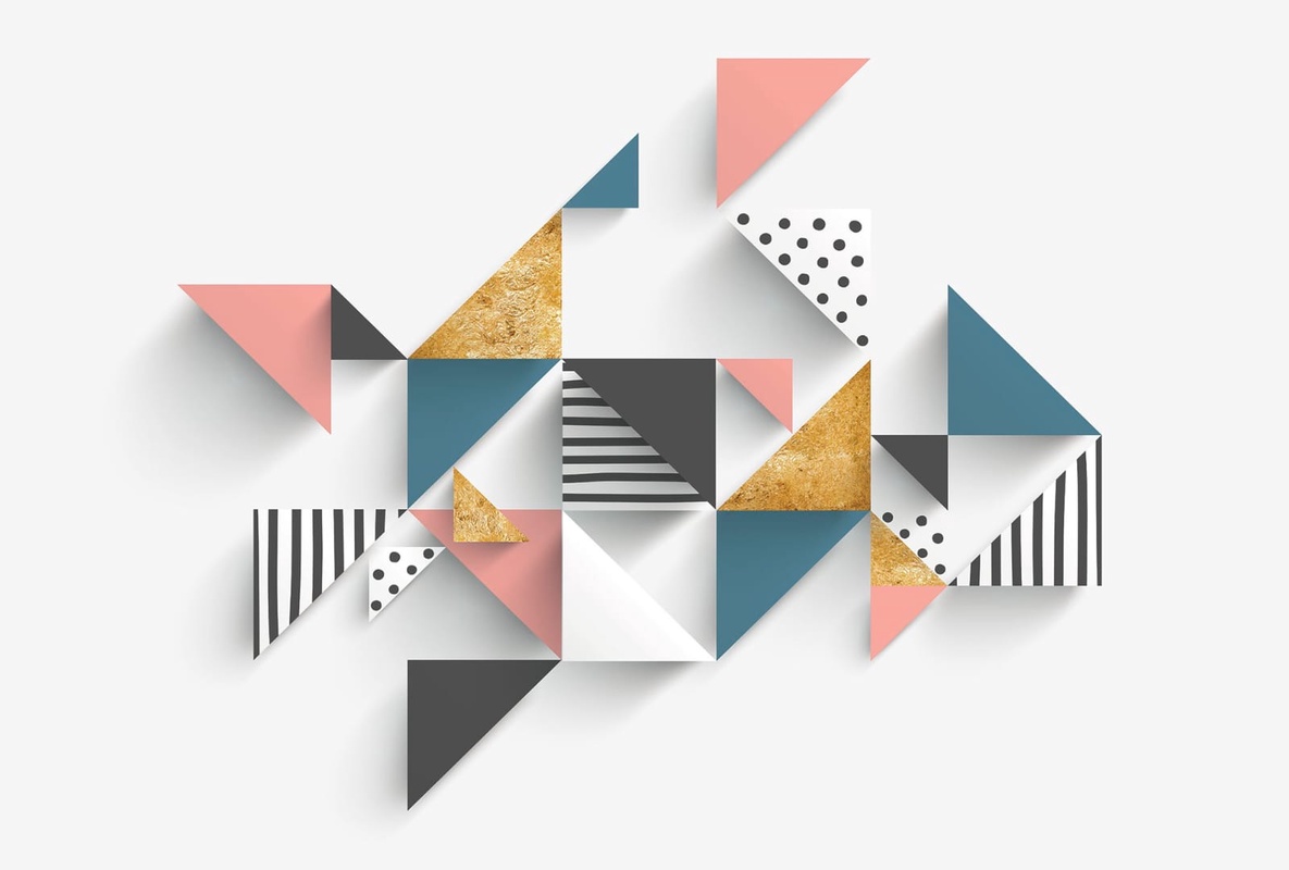 Фотообои и фрески на стену - геометрия, треугольники, цветные