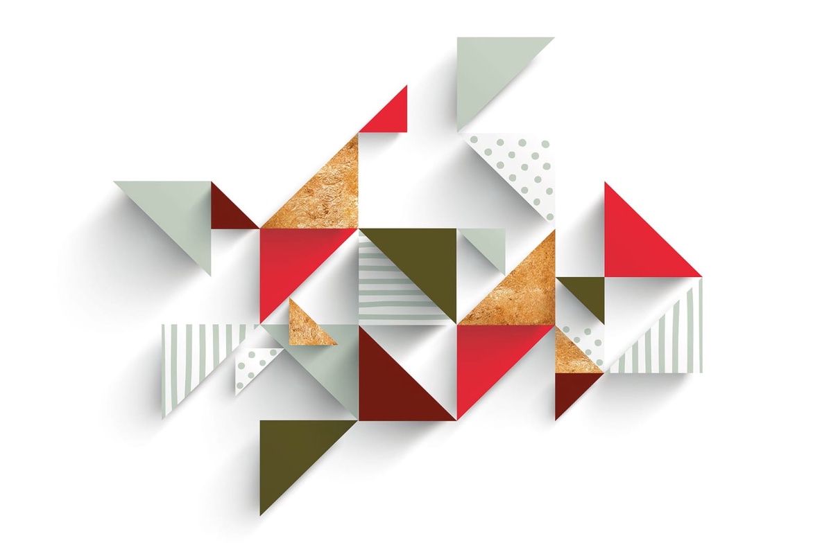 Фотообои на стену - геометрия, треугольники, красные