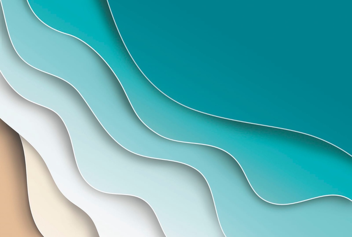 Фотообои и фрески на стену - геометрия, линии, волны, бирюзовая