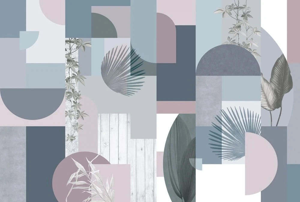 Фотообои и фрески на стену - абстракция, геометрия, серо-голубая