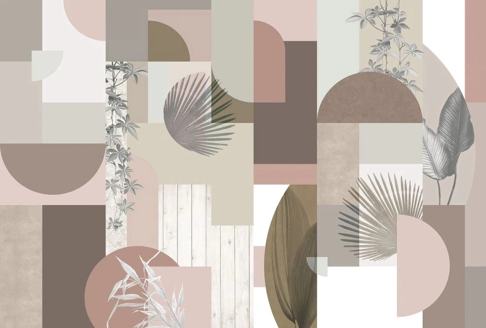 Фотообои и фрески на стену - абстракция, геометрия, серо-бежевые