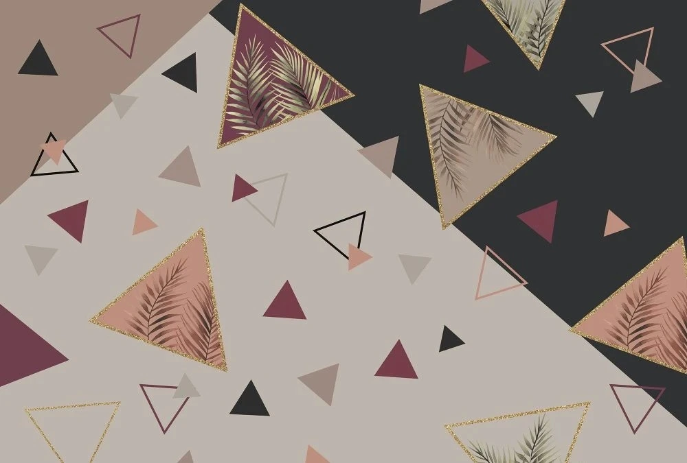 Фотообои и фрески на стену - геометрия, треугольники, черно-бежевые