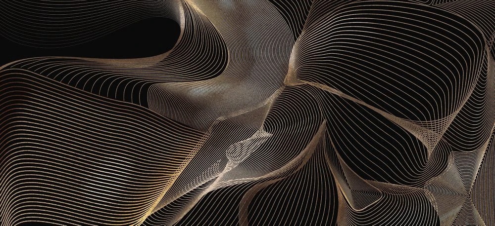 Фотообои на стену - геометрия, черные, золотые линии