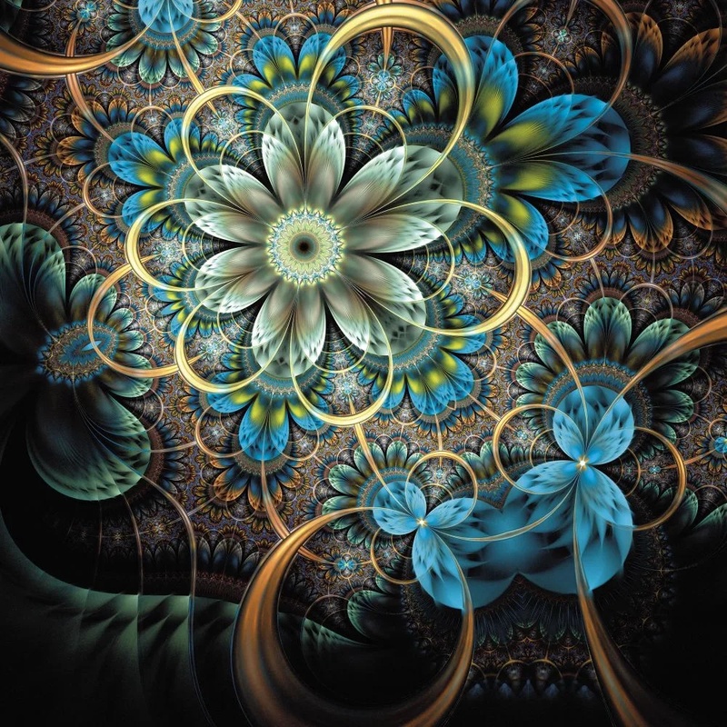 Фотообои и фрески на стену - в ванную комнату, графика, узор, ярко синий